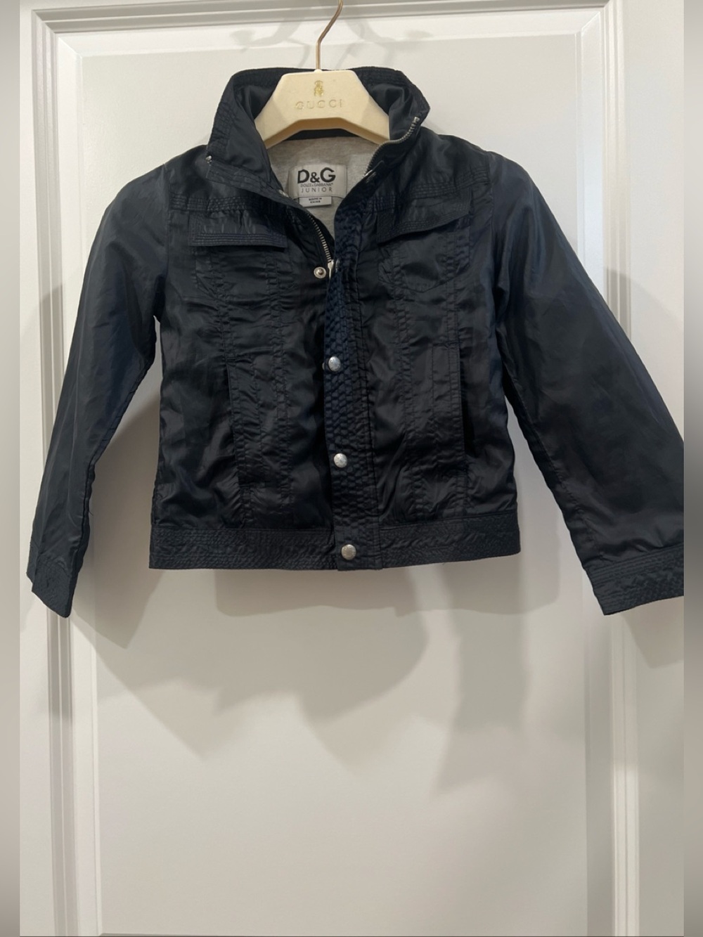 D&G Junior Black Snap-Front Jean Jacket